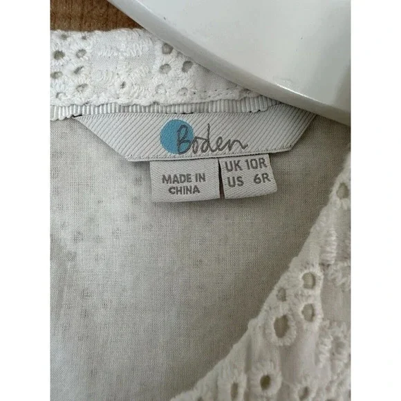 Boden white eyelet ruffle midi dress Size 6 R Spring Summer Dress - Picture 5 of 10